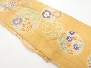 アンティーク　絽花丸文様刺繍名古屋帯帯側